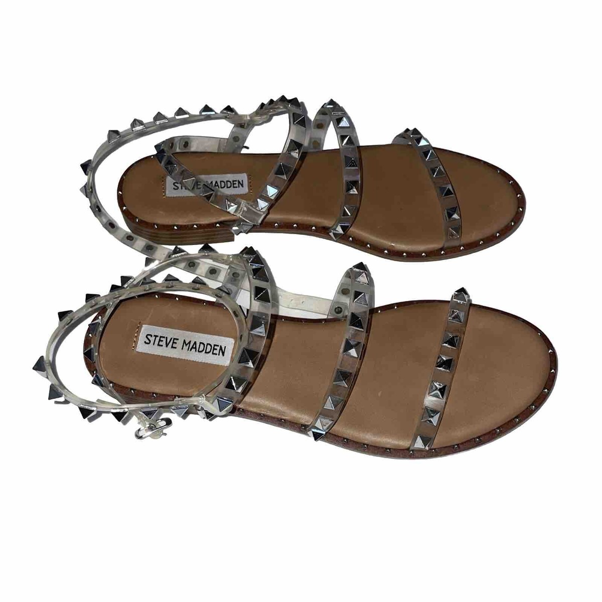 Steve Madden Spike Studded Sandal Size 8 M Travel Tan Flat  display picture 2