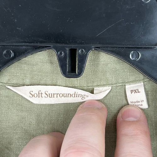 Soft Surroundings Shirt Womens PXL Brown Linen Roll Tab Sleeve Baggy Loose - Picture 3 of 7