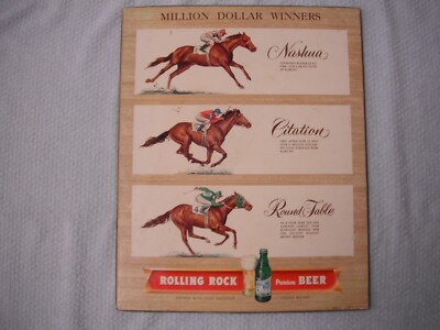 1959 Horse Racing  Rolling Rock Beer Sign NASHUA CITATION ROUND TABLE  Program