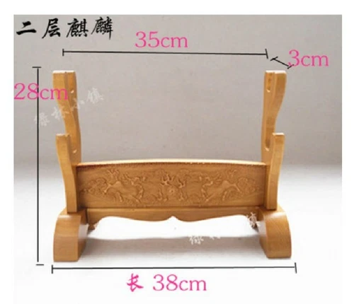 Wood Samurai Sword Katana Holder Stand Display Rack China Dragon Carved 1-3 Tier - Picture 6 of 9