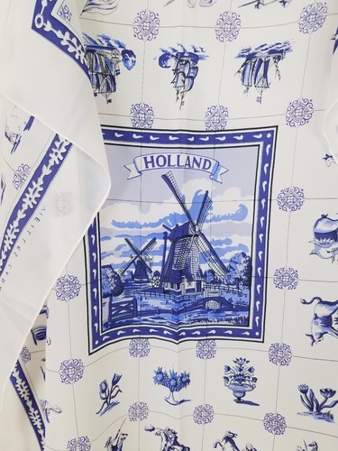 OLD DUTCH WALL-TILES 29 x30 Blue and White Square Vintage Scarf Delft Holland - Picture 2 of 9