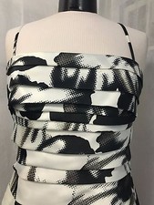 Calvin Klein Women’s Dress Ivory Black & Metallic Print Strapless Size 10 NWOT