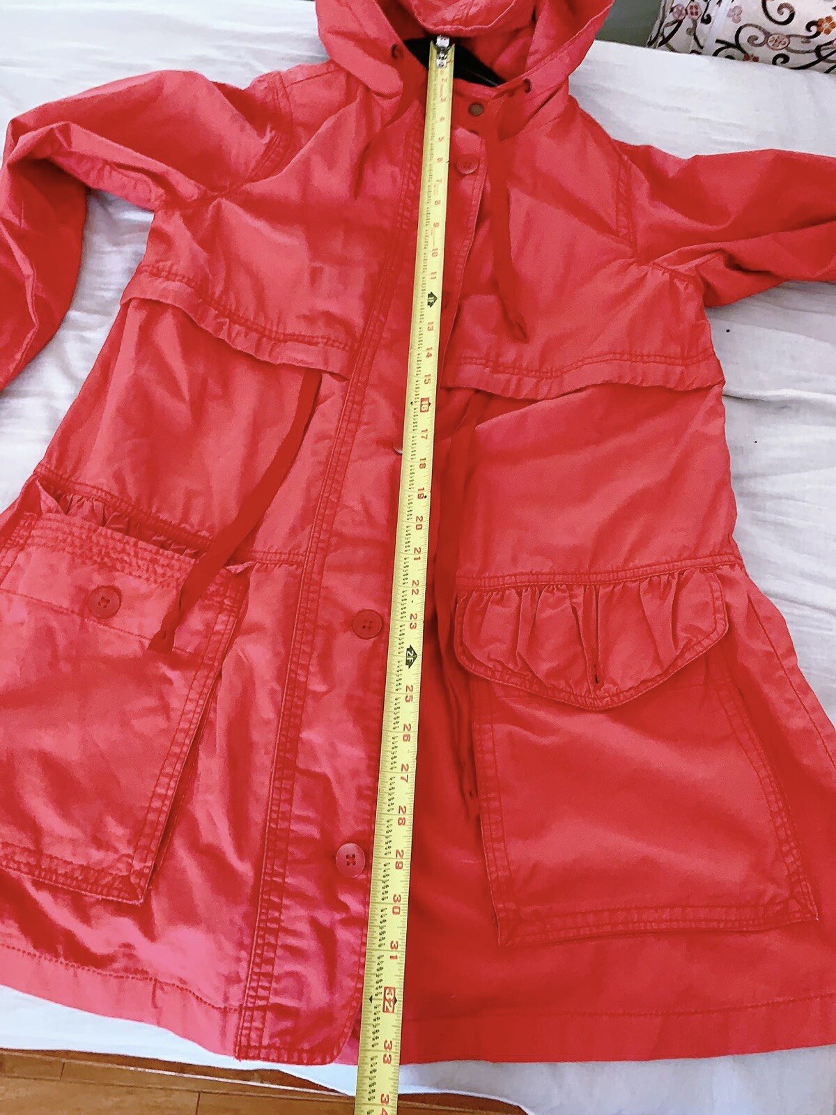 Gap Bright Red Mid Length Light Jacket Size S cot… - image 5