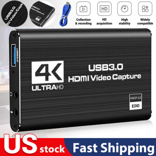 New 4K Audio Video Capture Card USB 3.0 HDMI Video Capture Full HD Recording US