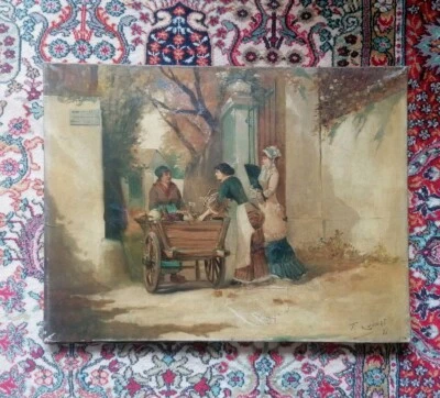 HST FEMMES AU MARCHE XIX ÈME SIÈCLE SIGNE IMPRESSIONNISTE - Photo 1/4