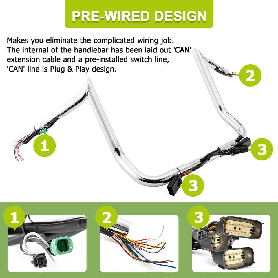 Manillar excavadora precableado 14" para Harley Electra Glide Ultra Limited 2008-2013 Foto 2 de 4