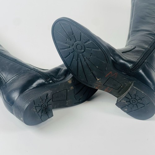 Botas de montar Born negras de tela de cuero para mujer 8M hasta la rodilla con hebilla y cremallera - Imagen 9 de 11
