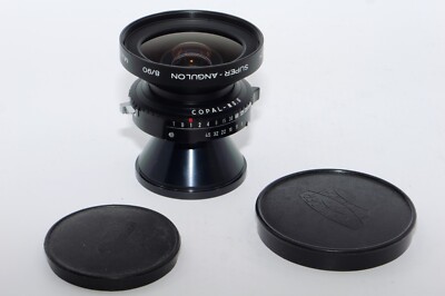 90/8 Super-Angulon シンクロコンパーシャッター4x5ボード付 Schneider 90mm f8 Super Angulon MC 4x5 W. A. Lens in Copal