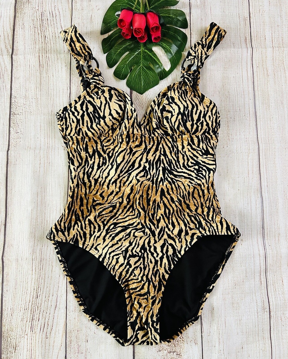 Beach Bay Vintage Women's Animal Print Open Back One Piece