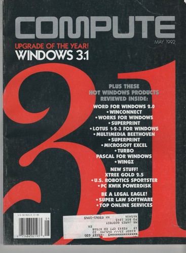 ITHistory (1992/05) COMPUTE Magazine "Upgrade Of The Year Windows 3.1" Ads! Q