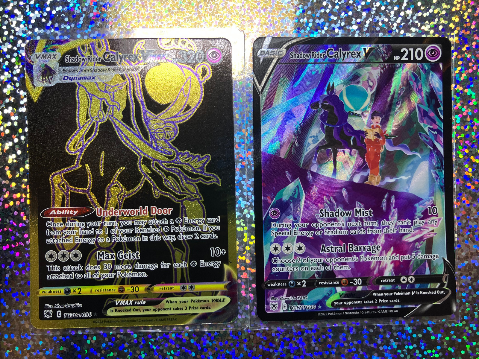 Pokemon Shadow Rider Calyrex: Secret Rare TG30/TG30 VMAX; Full Art TG17/TG30 V