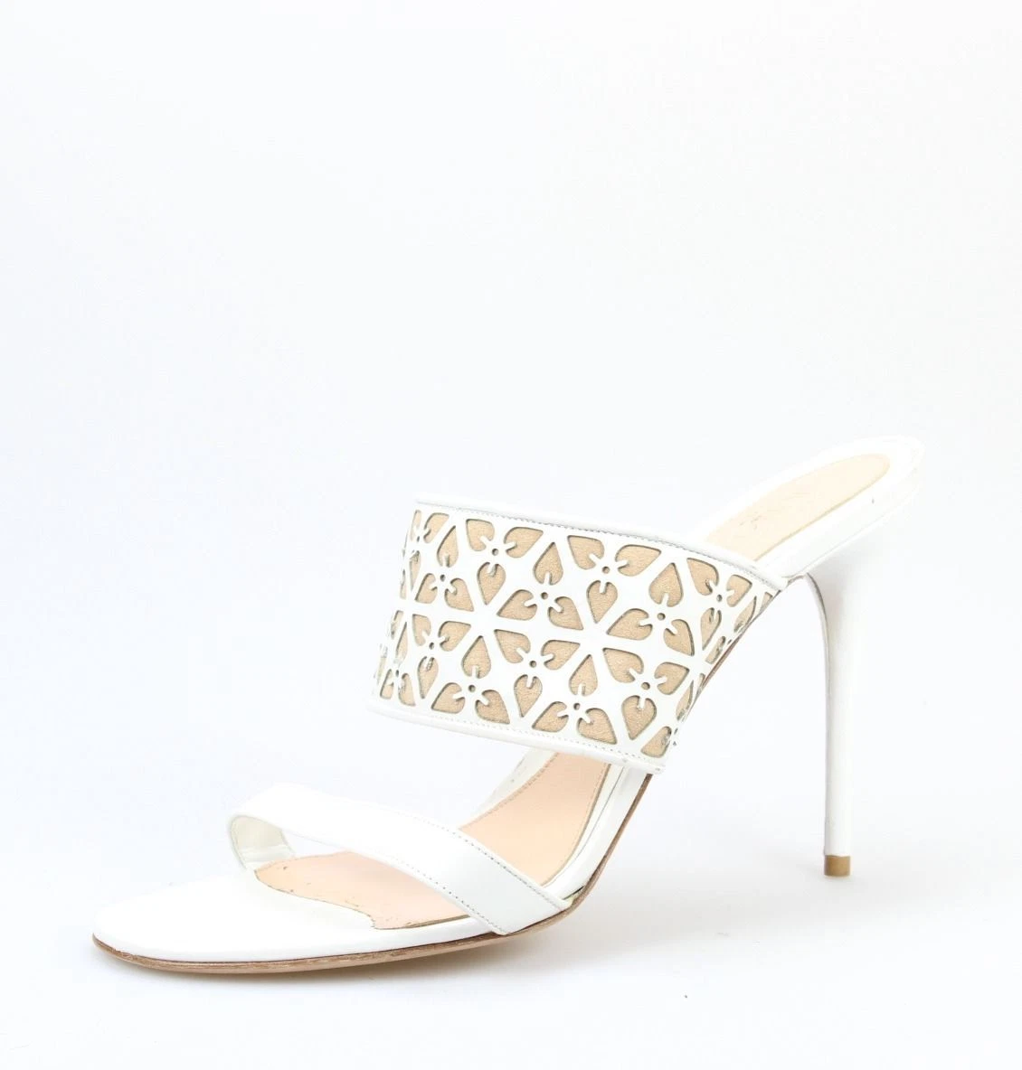 Alexander McQueen scarpe in pelle bianche taglio laser sandali spilli. Taglia 39M