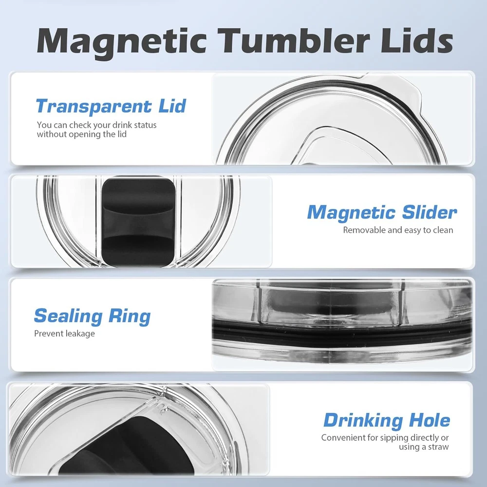 Tumbler Lids for Yeti, 2 Pack 20 oz Magnetic Replacement Covers