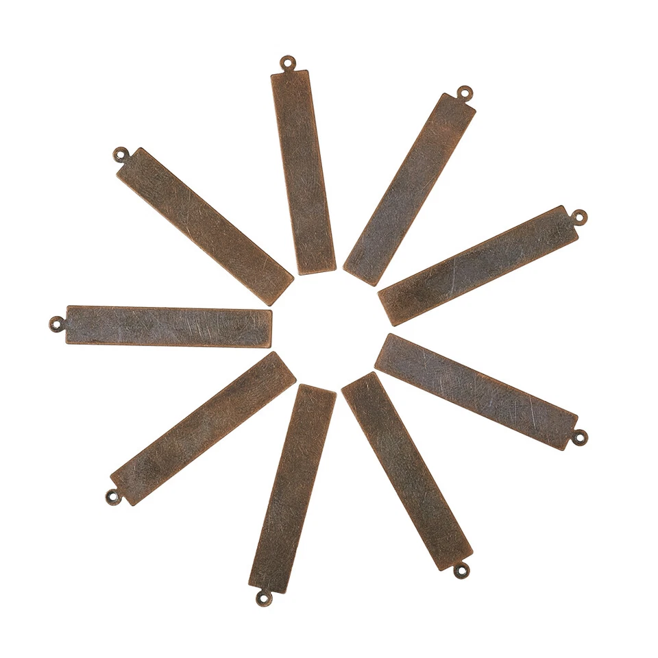 Colgantes de etiqueta rectangular de latón cobre rojo 10 piezas estampado liso dijes en blanco 41 mm Foto 4 de 4