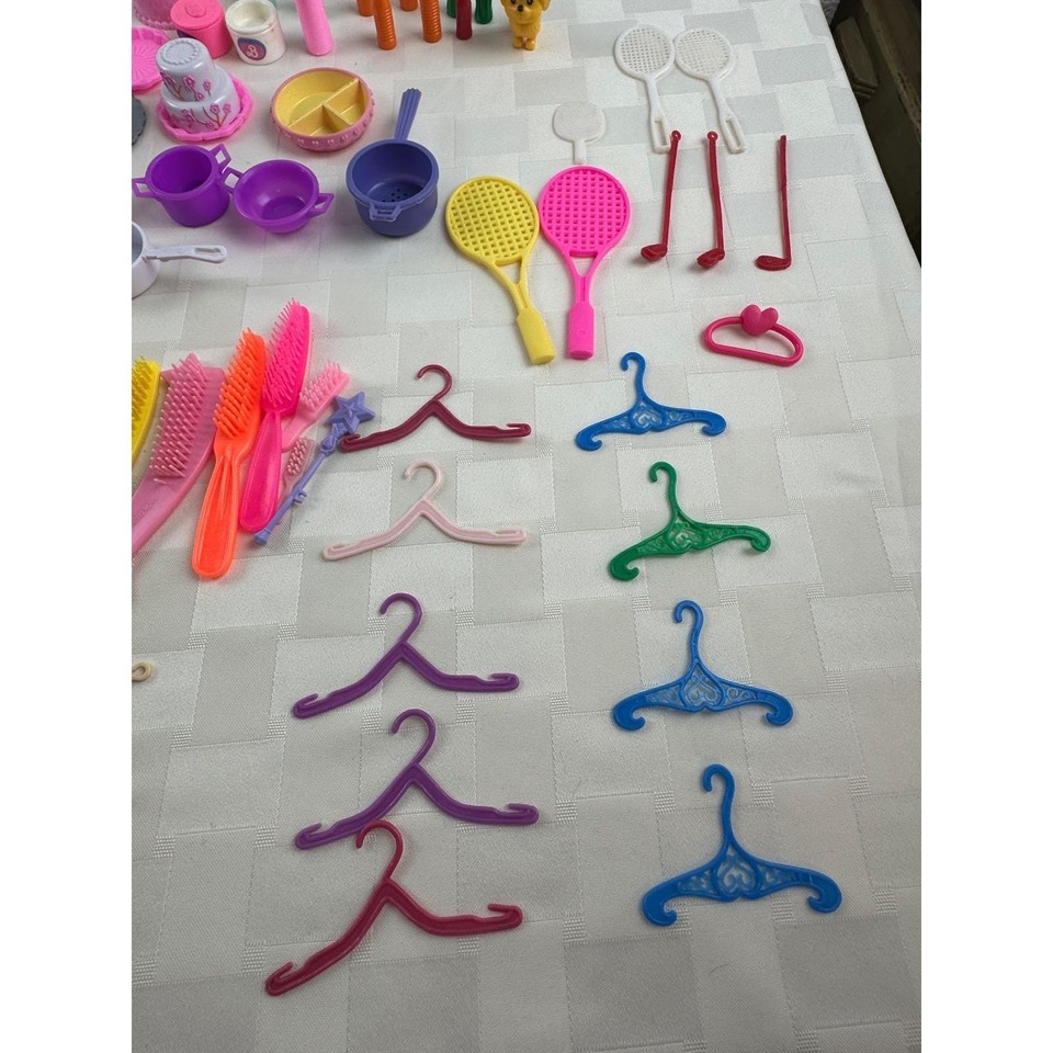 Barbie Accessories LOT 170 pcs Kitchen Hair Sports Food Furniture ...