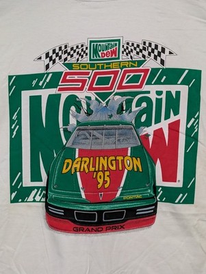 Mountain Dew Men's T-shirt White Southern 500 Darlington Races 2XL #3539 NWT