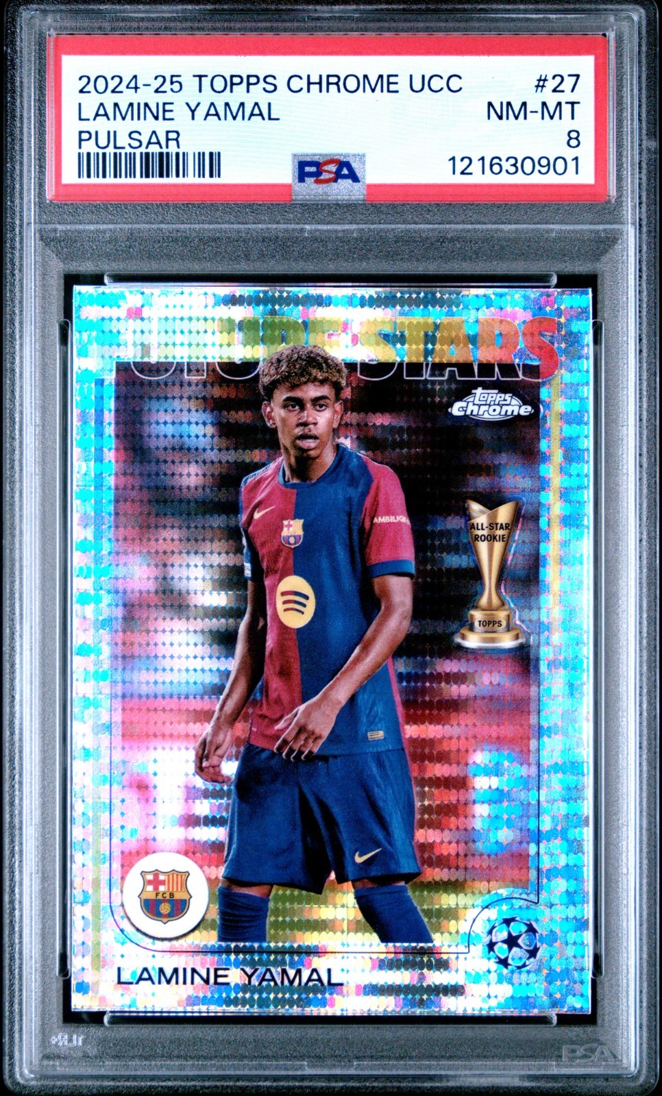 2024-25 Topps Chrome UCC Lamine Yamal Pulsar All Star Rookie #27 - PSA 8 POP 21 view 1
