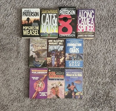 10 Paperback Books, 11 Novels, Collection of Sci-Fi and Thriller
