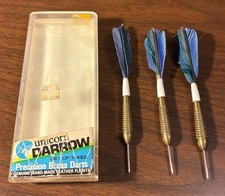 Vintage Unicorn Darrow Brass Darts Blue Purple Feather 24g Code 71812 AS IS 