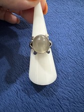 Vintage Sterling Silver 925 Gray Modernist Moonstone Ring, Size 6.5