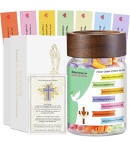 Bible Verse Jar w/ 92 Color Coded Scriptures-Prayer  Encouragement Jar - New