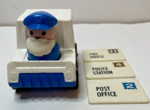 Vintage Fisher Price Little People Mail Truck With Mailman Mail Postal Carrier
