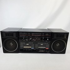 Sanyo C35 Vintage Boombox Dual Cassette FM Stereo Graphic EQ *Please Read*