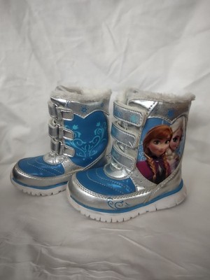Disney Frozen Snow Boots little Girls Size 7 Silver Blue Lighted Used/Great cond