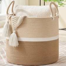 Large Blanket Basket 18"x18"x16" ,Woven Baby Laundry Hamper for Storage, Cot...