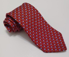 Robert Talbott Studio Mens Silk Tie Geometric Red with Blue  Gold 58" x 3-5/8"