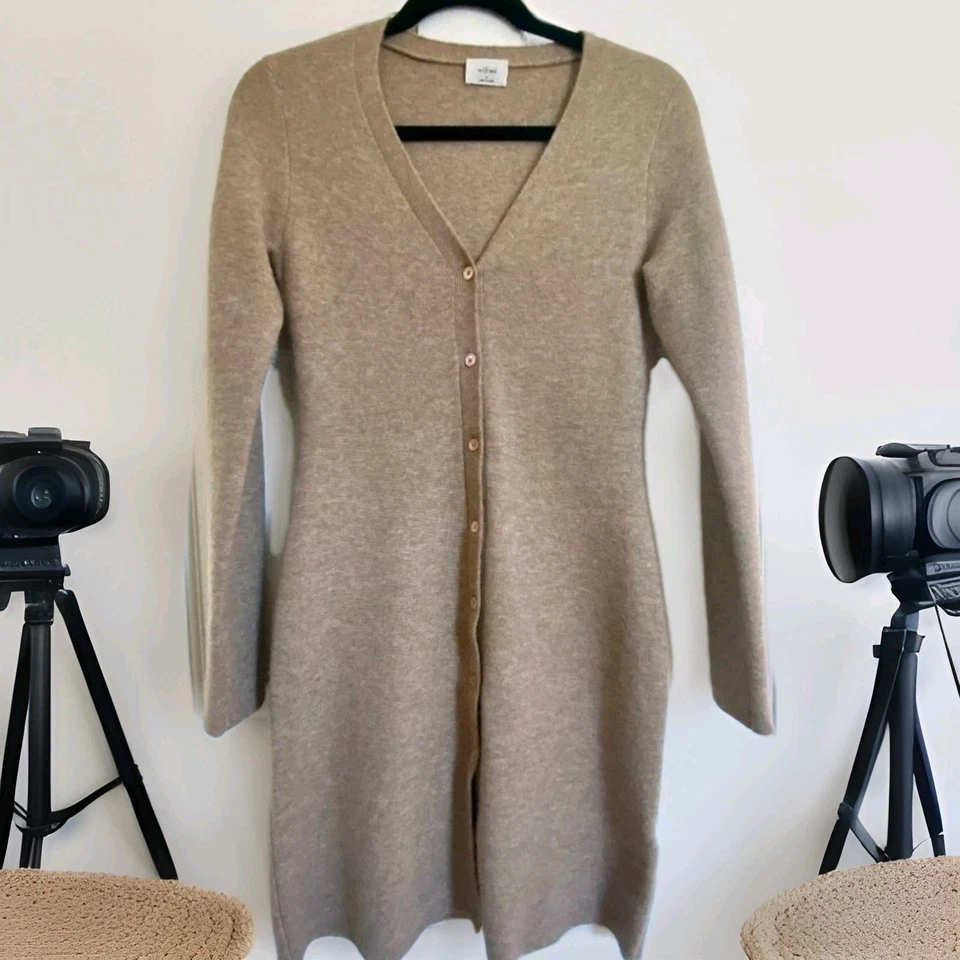 Vestido Suéter Aritzia Wilfred Mezcla Lana Cachemira Tostado Tejido Talla XS Foto 4 de 4