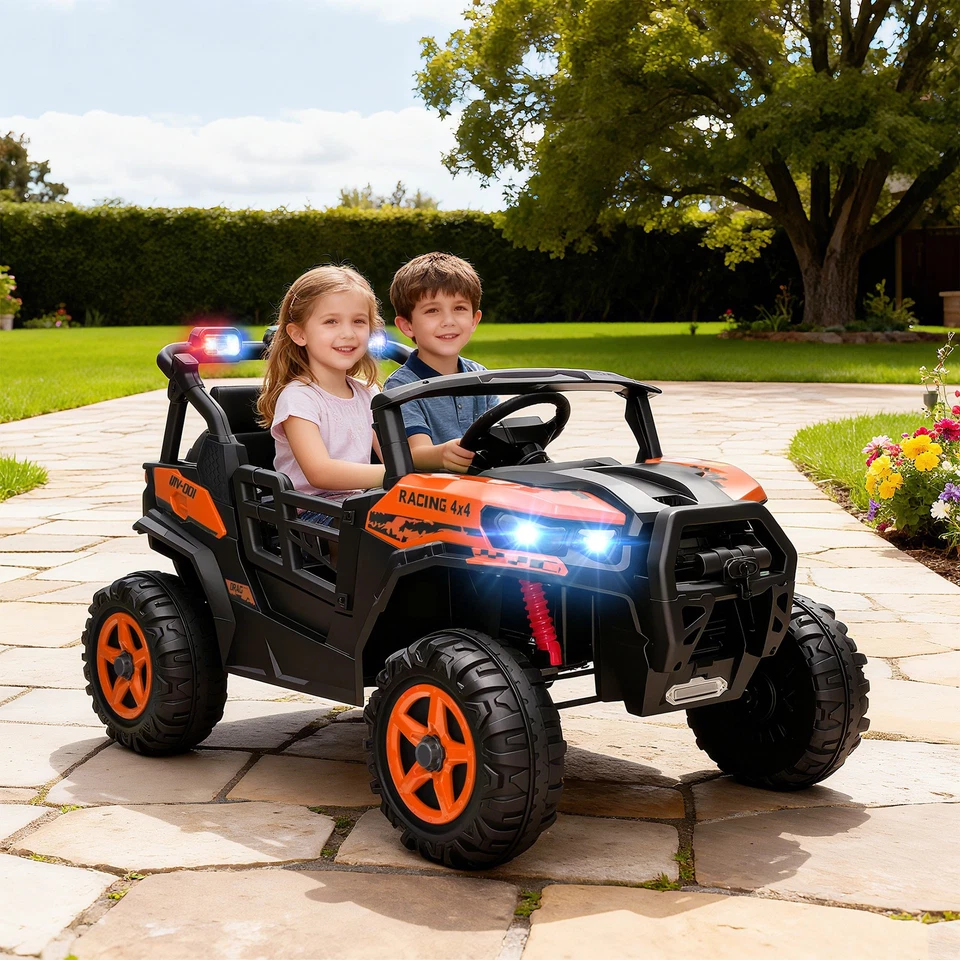 AIYAPLAY Auto Elettrica per Bambini 3-8 Anni a 2 Posti e Telecomando Arancione - Immagine 3 di 4