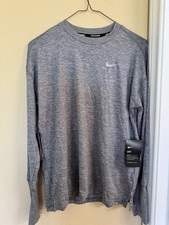 Nike Running Dri-Fit Women's Long Sleeve Size Small Grey Thumb Holes Zip Pocket