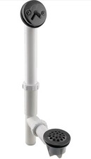 Westbrass 1-1/2" Matte Black Bath Drain  Overflow Assembly w/ Trip Lever  Stra