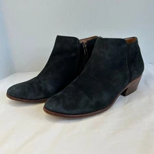 Sam Edelman Petty Black Suede Ankle Booties Side Zip Block Heel Womens Size 8.5M