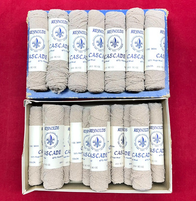 20 Skeins VTG Reynolds Cascade Yarn #68 Beige Wool/Viscose Discontinued France
