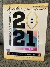 Signed John Metchie 2021 National Championship Game Program 2020 CFP Alabama