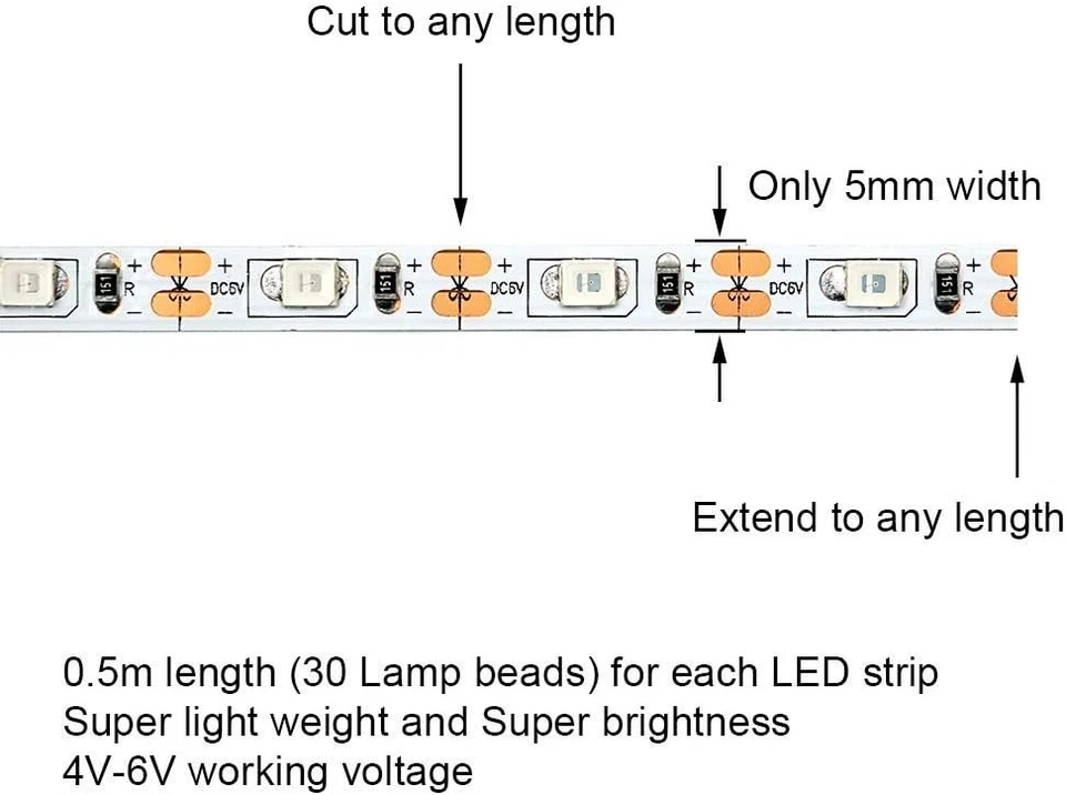LED Light Strip for RC Fixed Wing Airplane Flying Plane AR White - Image 4 of 4