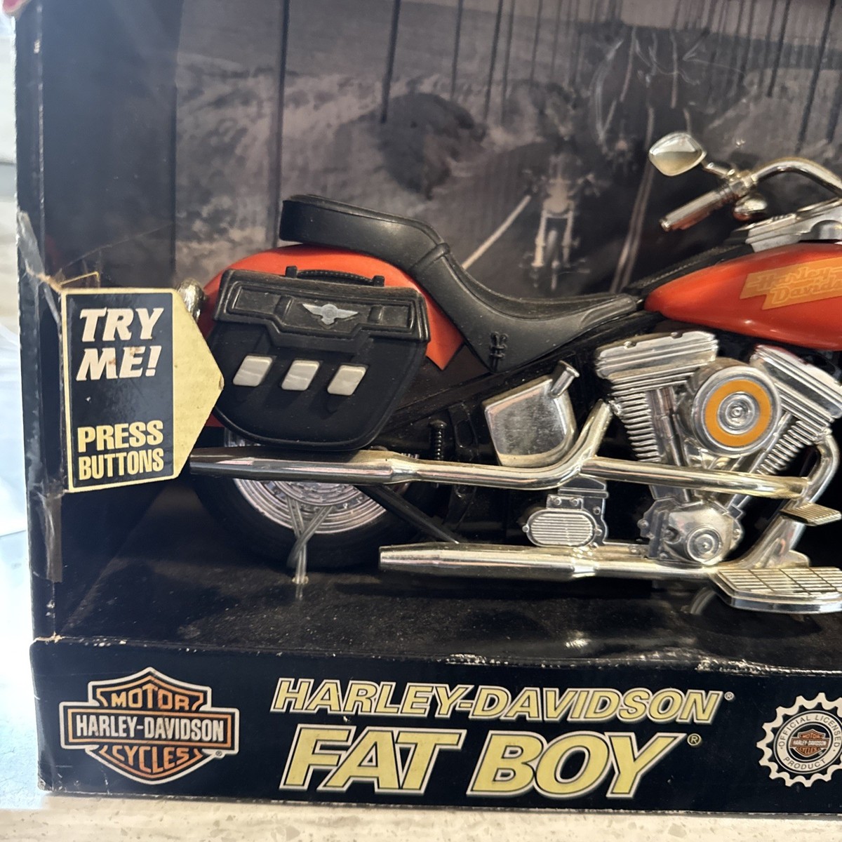 1999 Buddy L Harley Davidson Fat Boy Motorcycle Orange NEW Fast