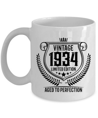 Vintage 1934 Coffee Mug 92 Year Perfection 92nd Birthday Limited Tea Cup 11oz