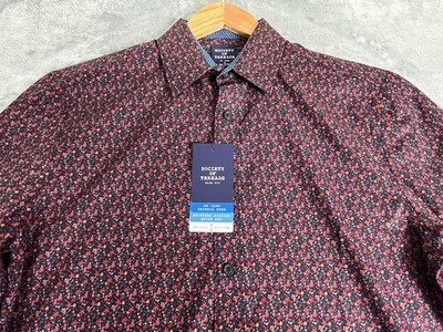 Society Of Threads Shirt Mens Sz M Floral Performance 4 Way Stretch Preppy NWT