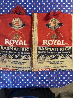 Lot Of 2 Burlap Sack Zipable Basmati Rice (No Rice)