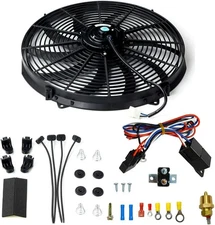BLACKHORSE-RACING 16" 16 Inch Electric Radiator Fan High 3000 + CFM Thermostat W