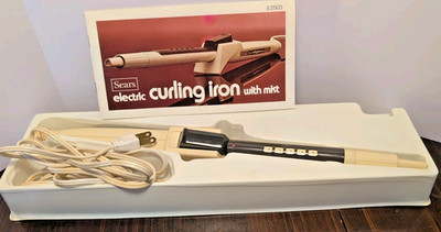 Vintage Sears Electric Curling Iron W/Mist Swivel Cord 1970's Original Box Works
