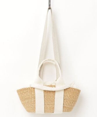 MUUN Basket Handbag Tote Shoulder Bag Purse in Beige USED Good Condition