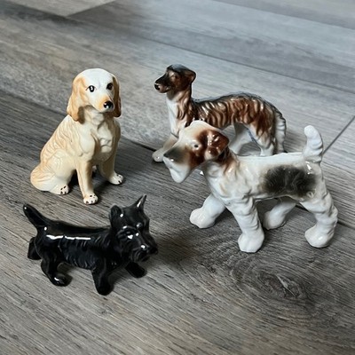 Lot of 4 Vintage Miniature Dog Figurines Ceramic Japan Bone China Goebel Germany