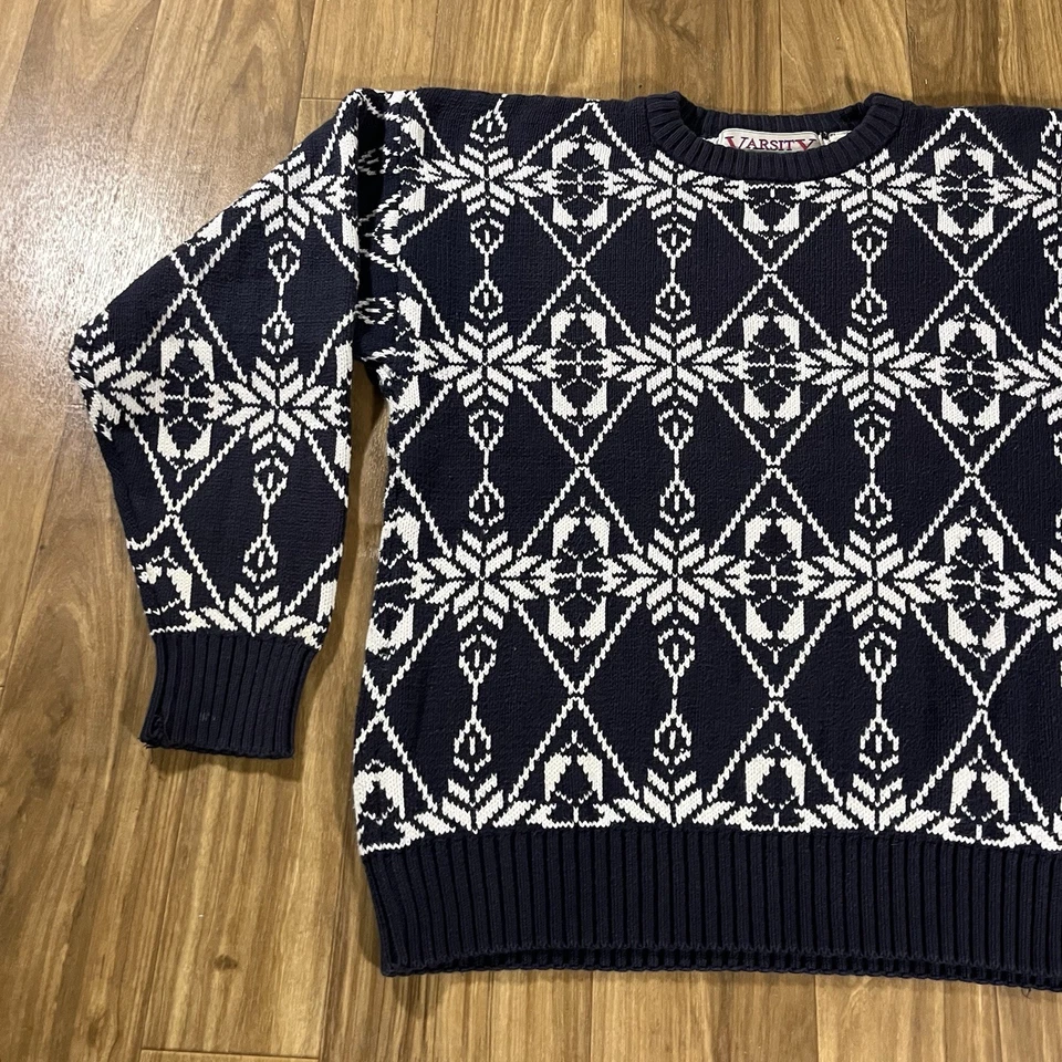 Suéter de Colección Savile Row Para Hombres Tejido Medio Algodón Pullover EE. UU. Estampado Geométrico Foto 3 de 4