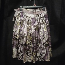 vintage worthington Women's Paisley Pleated Satin A-Line Knee Skirt Lined Zip