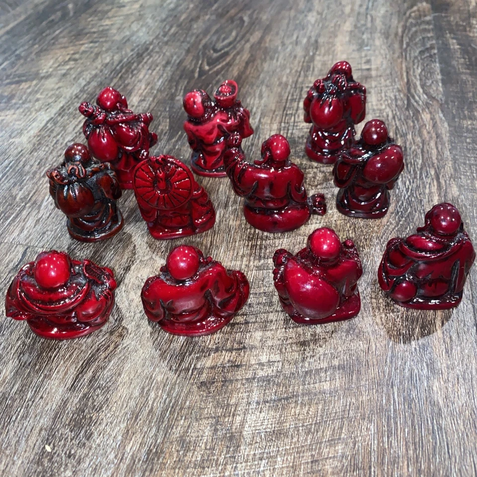 Lote De 11 FIGURAS ESTATUA TALLADAS BUDA FELIZ RESINA BUDA FELIZ MINIATURA Foto 2 de 2