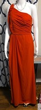 Azazie Paprika One Shoulder Chiffon Bridesmaid Dress Size 18